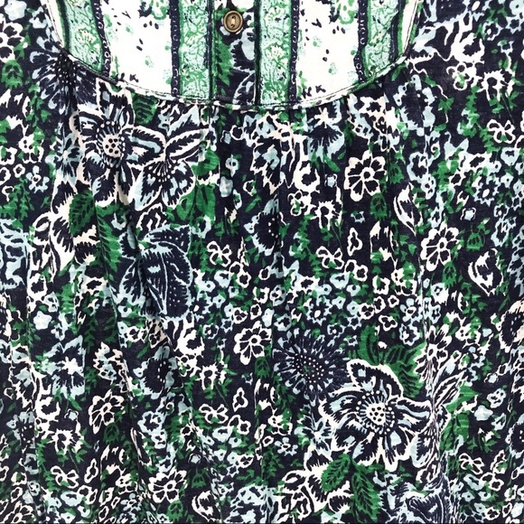 Lucky Brand green blue floral button front top #A3 - Picture 3 of 8